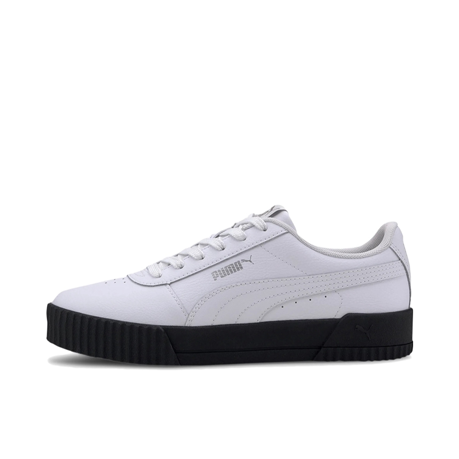 推荐商品：Puma/彪马 Carina 板鞋 防滑耐磨增高复古厚底运动防水 白黑/革面