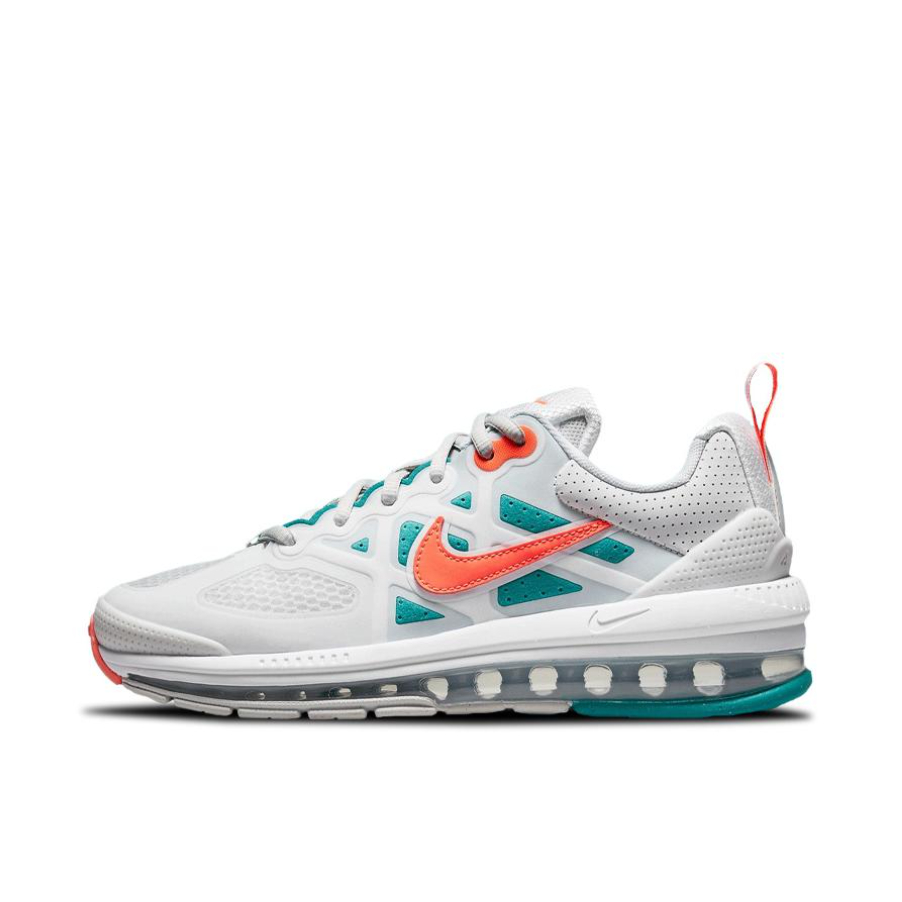 推荐商品：Nike Air Max Genome 缓震回弹 防滑耐磨 舒适 网布透气 包裹性 简约 休闲运动 气垫 织物 全掌 合成革 跑鞋 白色/青绿/橙色