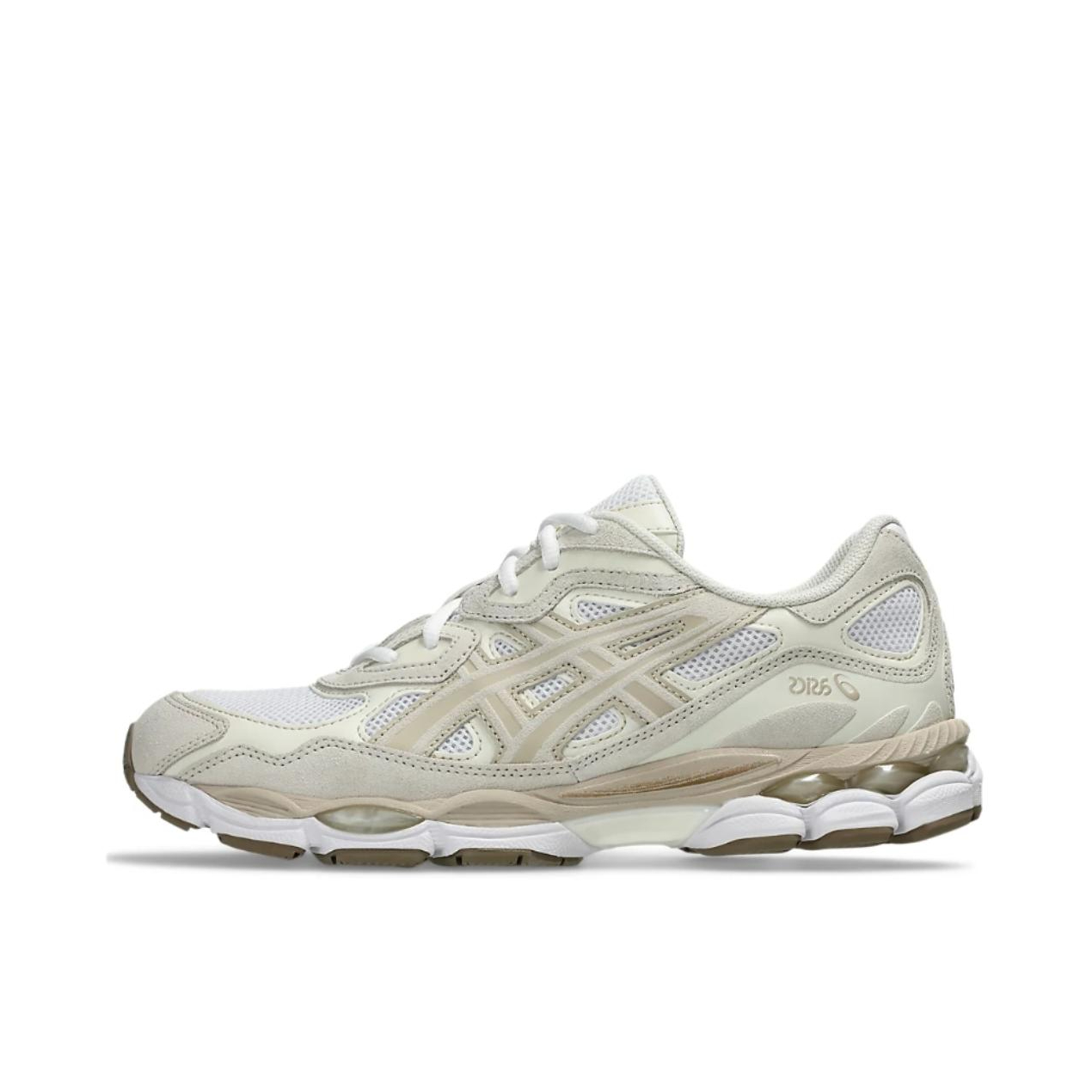 推荐商品：Asics/亚瑟士 Gel-NYC 跑鞋 圆头缓震防滑耐磨机能风复古潮流织物合成革贴合支撑耐穿 米色/棕色