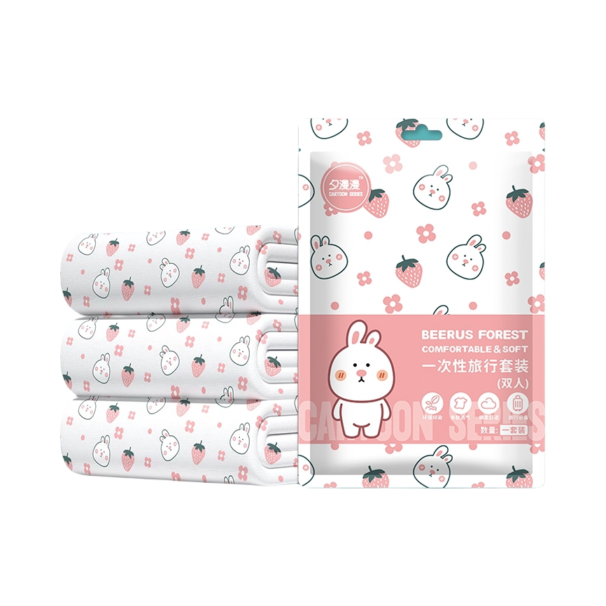 推荐商品：夕漫漫 SMS无纺布 印花款 灭菌一次性床品 旅行出差一次性床单被罩