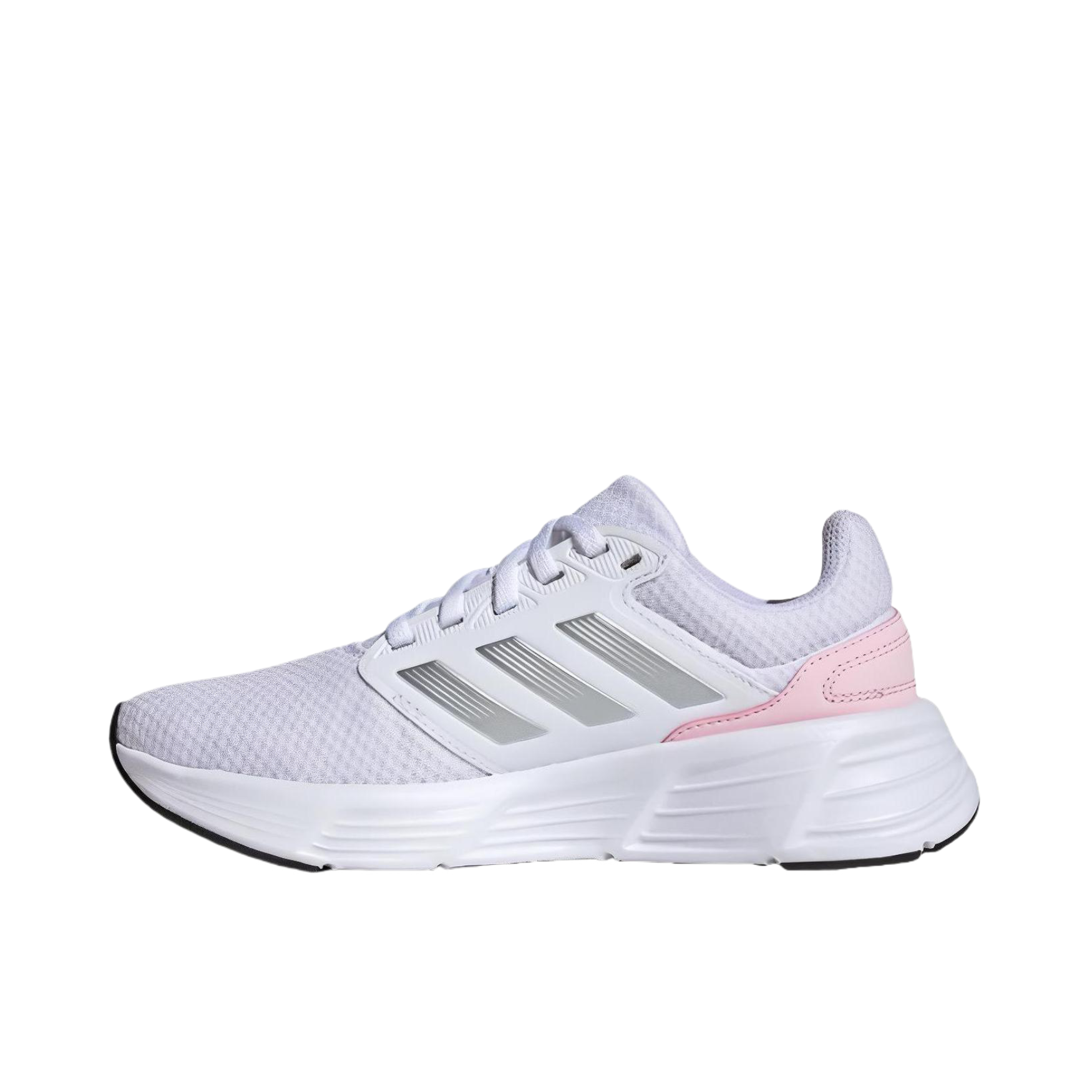 推荐商品：adidas Galaxy 6 跑鞋 缓震回弹防滑耐磨网面透气轻便复古随心畅跑支撑 白色/淡粉色  