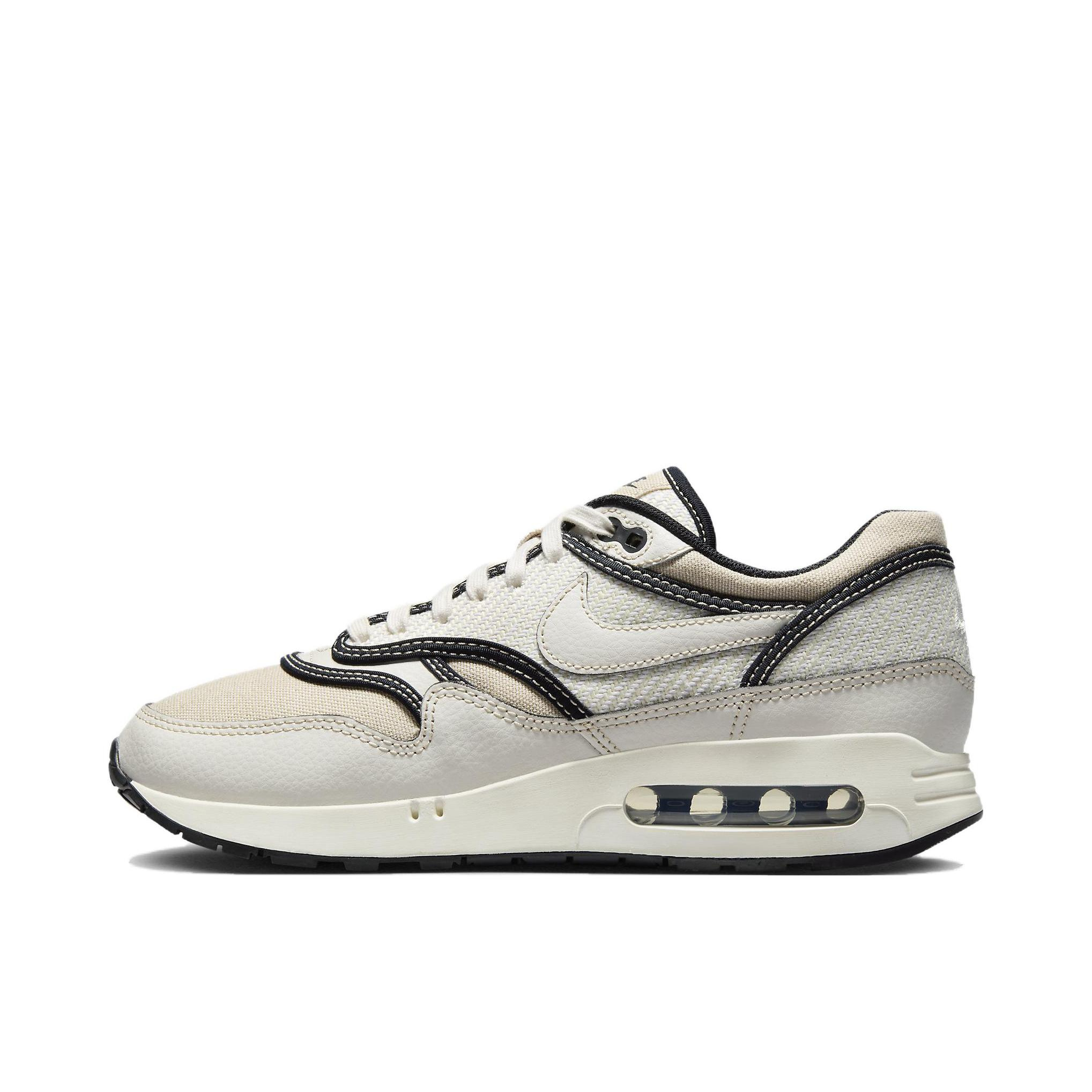 推荐商品：Nike Air Max 1 跑鞋 气垫缓震透气轻便复古运动舒适百搭潮流耐磨低帮训练防滑冬季支撑马拉松防水抓地圆头耐穿 黑色/淡灰色/褐色