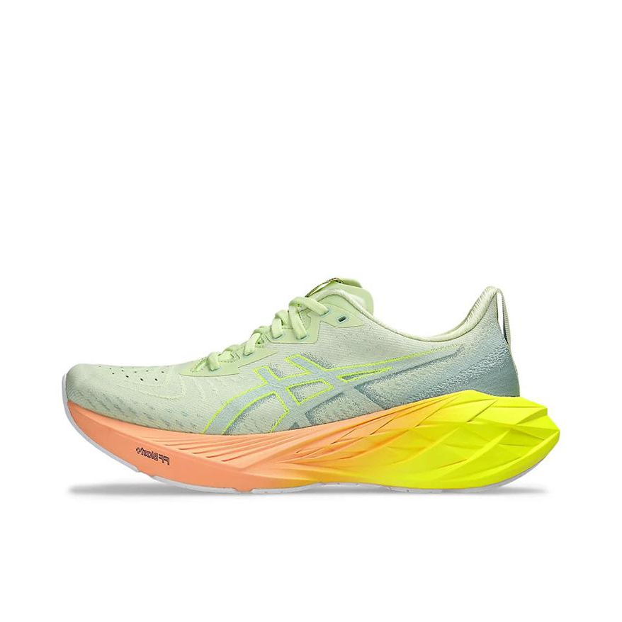 推荐商品：Asics/亚瑟士 Novablast 4 跑鞋 防滑耐磨缓震回弹舒适排汗透气织物长跑夜跑 男款/绿色/黄色