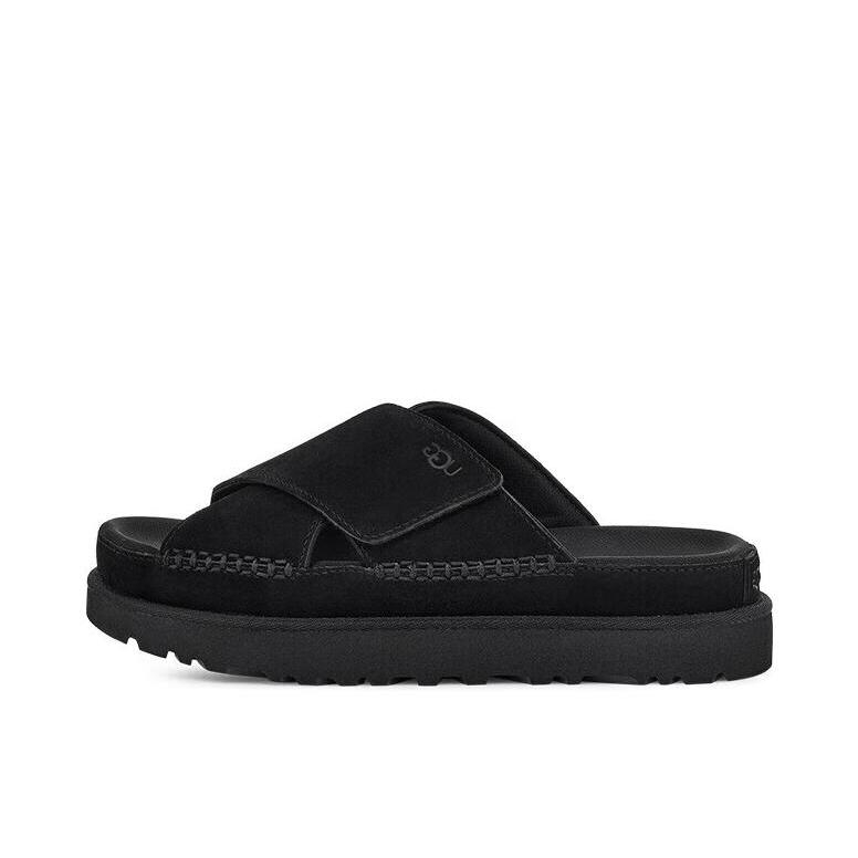 推荐商品：UGG Goldenstar Cross Slide 防滑缓震 舒适轻便 一字拖鞋 女款/黑色
