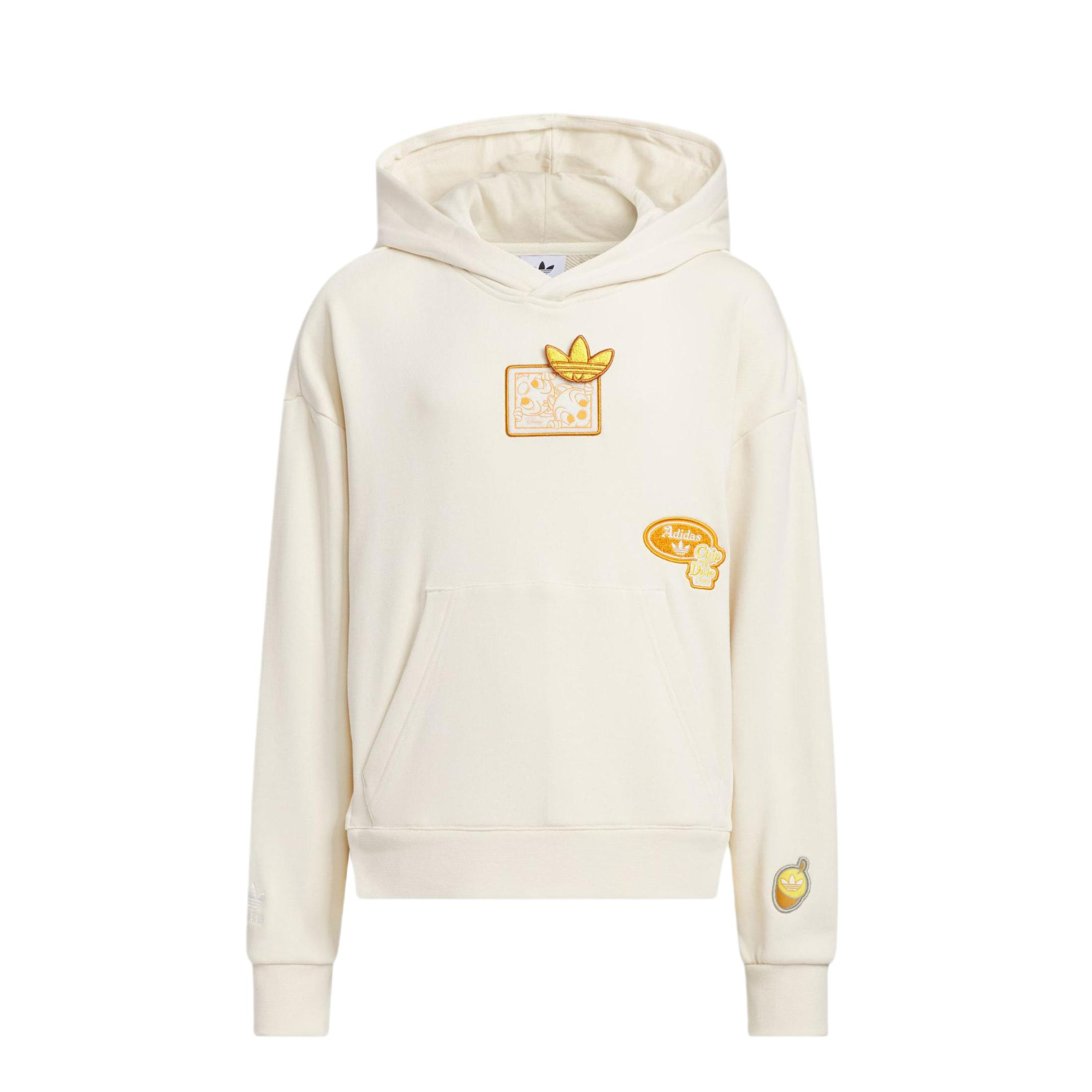 推荐商品：Adidas/阿迪达斯童装xDisney/迪士尼联名卡通动漫 落肩袖字母套头连帽卫衣男中大童 JC6820 奇妙白