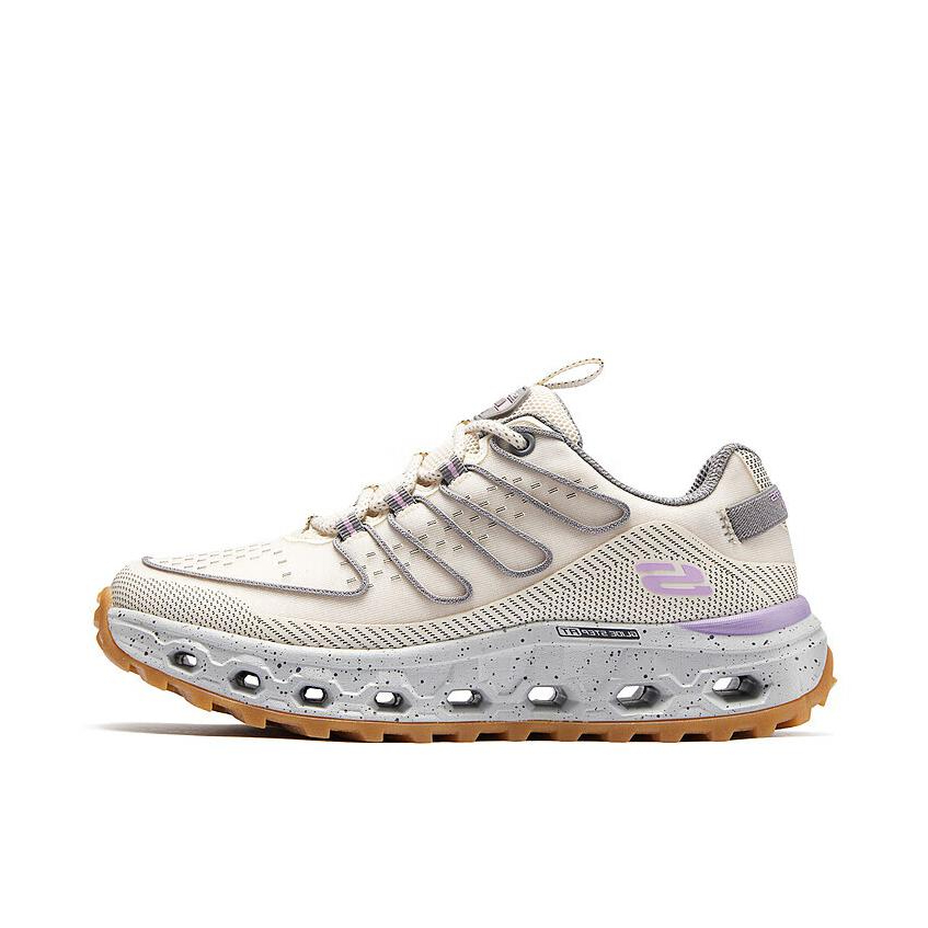 推荐商品：Skechers/斯凯奇 缓震抓地 织物泡棉 圆头绑带 轻质 高透气 增高 户外鞋 180055 女款/自然色/紫色