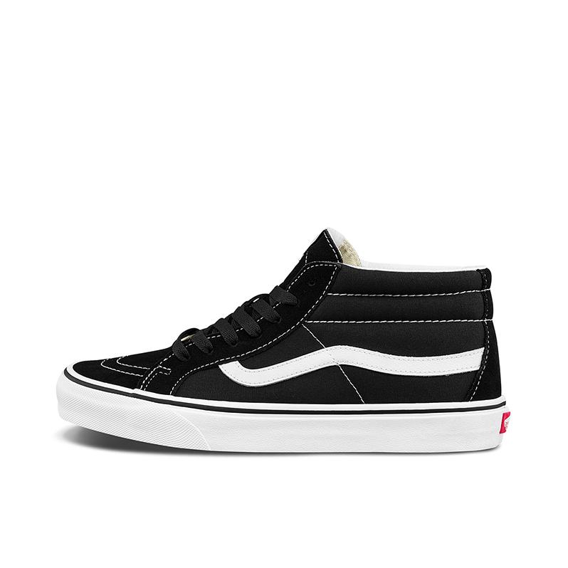 推荐商品：Vans/范斯 SK8-Mid 潮流拼接 复古百搭 防滑耐磨 板鞋 Classic Slip-On  Zwart 黑白色