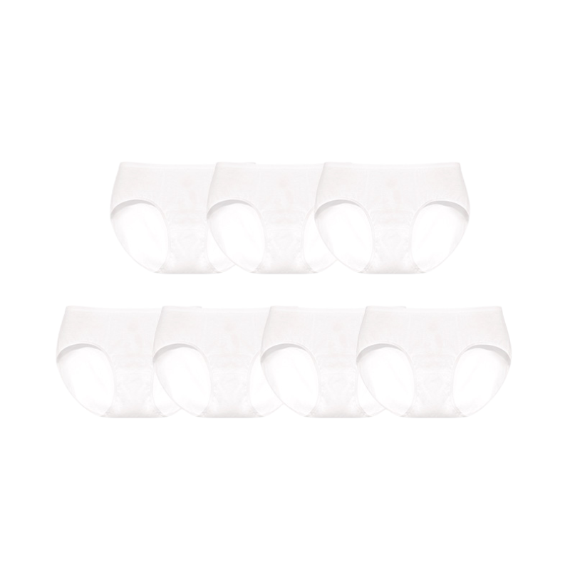 推荐商品：ubras 日抛差旅纯棉水洗抗菌裆无菌透气亲肤一体织中高腰女士三角内裤 UE2342131 女中腰/经典款白7条装