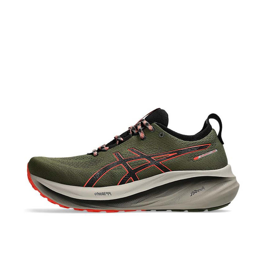 推荐商品：Asics/亚瑟士 Gel-Nimbus 26 跑鞋 缓震轻量回弹防滑耐磨舒适轻便稳定支撑马拉松短跑 绿色/黑色/红色