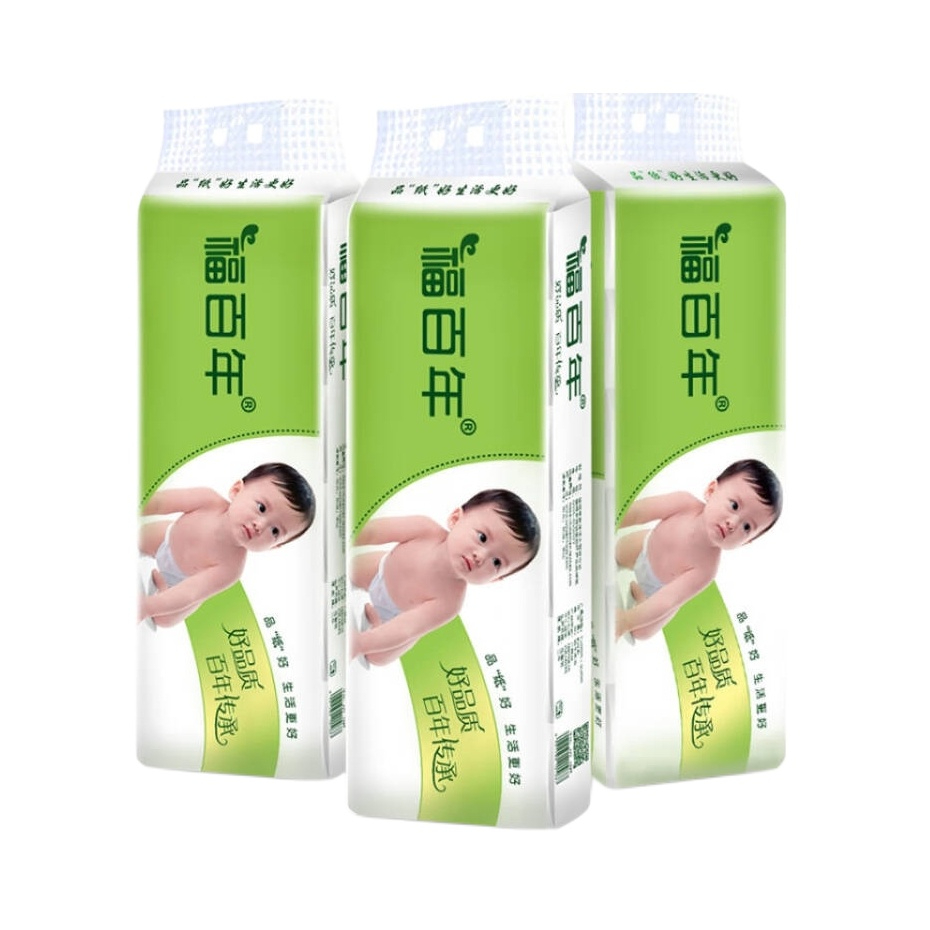 推荐商品：福百年 原生木浆 速溶4层 无芯卷纸 家用易融冲马桶水溶性