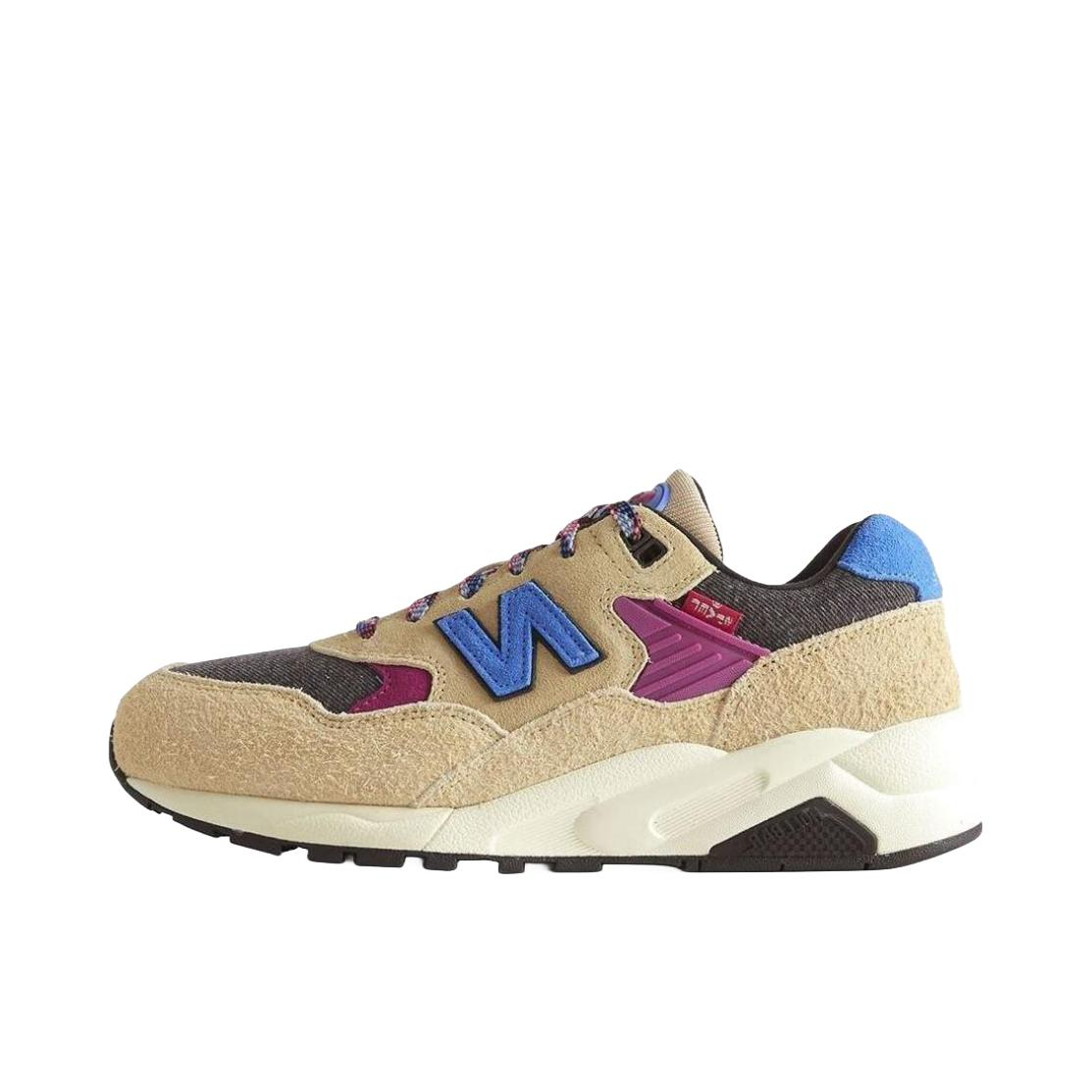 推荐商品：New Balance 580 潮流复古 减震防滑 轻便透气 耐磨 舒适 织物 低帮百搭 运动休闲鞋 米色/蓝色