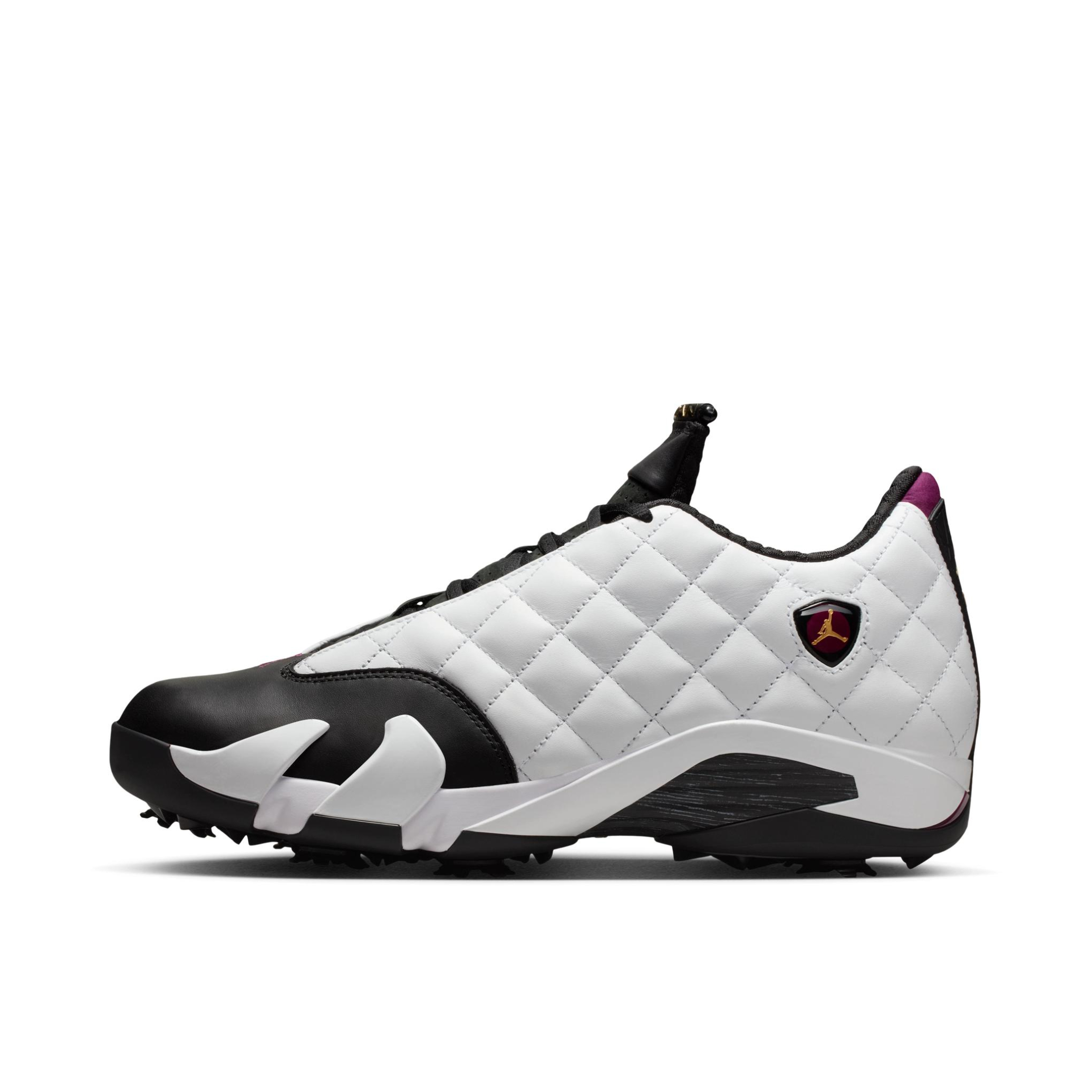 推荐商品：Air Jordan 14 篮球鞋 zoom air缓震包裹性支撑防滑耐磨复古简约 白色/黑色/波尔多酒红色