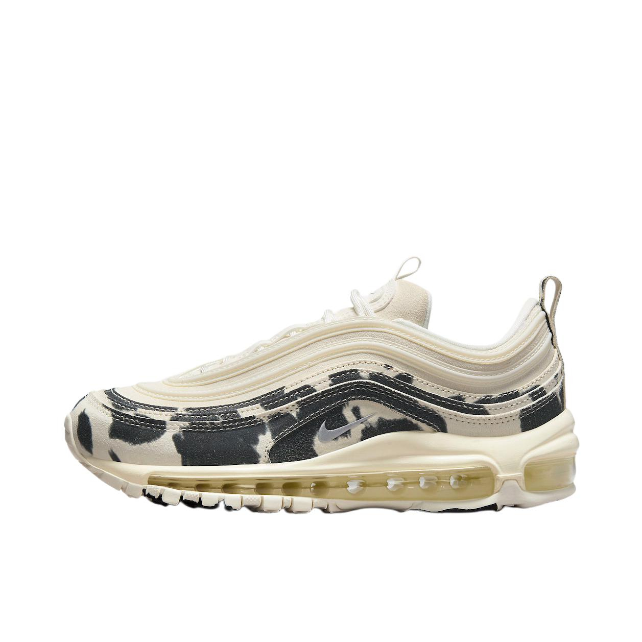 推荐商品：Nike Air Max 97 跑鞋 气垫减震全掌舒适透气防滑耐磨百搭复古织物合成革运动时尚圆头包裹性支撑 米白色/黑墨色