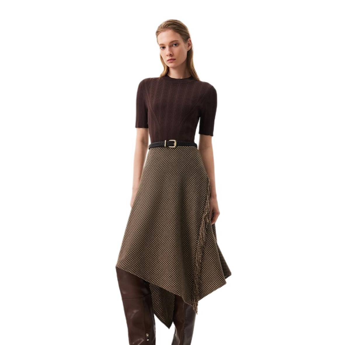 推荐商品：ONLY 2026SS 中长拼接短袖连衣裙 女装 126107020 千鸟格