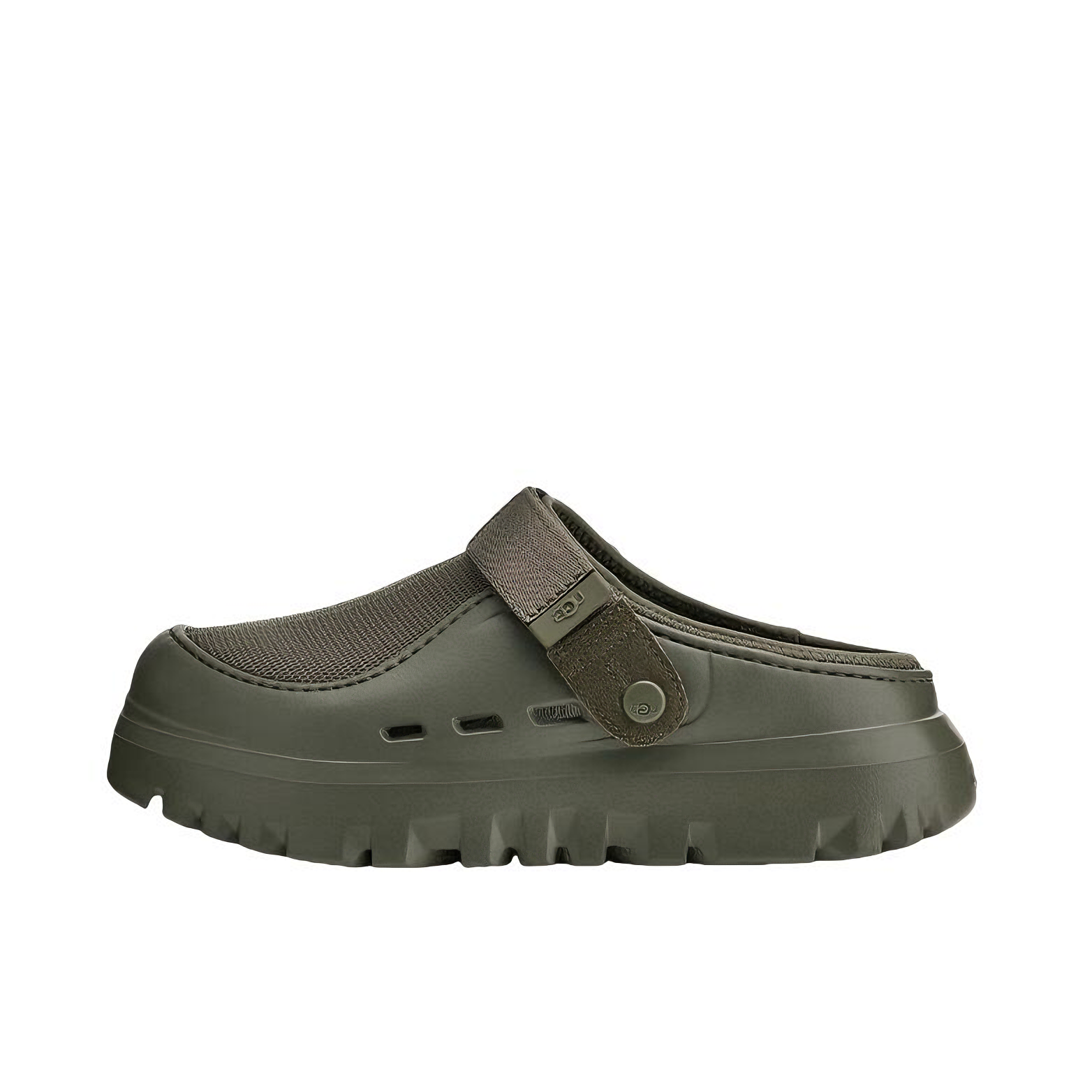 推荐商品：UGG PeakMod 轻便 厚底 舒适 牛剖层革包头 束带 魔术贴 凉鞋 林地绿