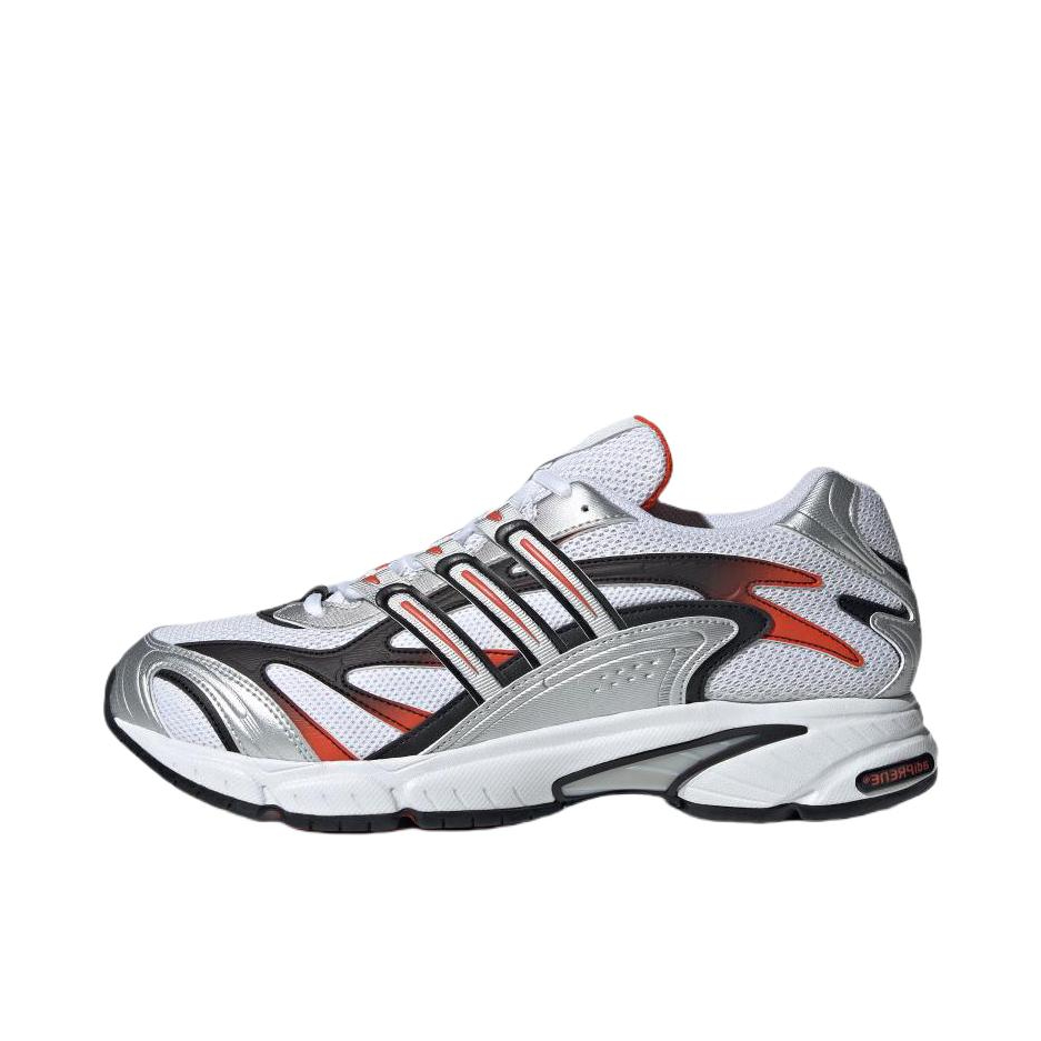 推荐商品：adidas Temper Run 2.0 运动休闲鞋 防滑耐磨网面透气减震轻质千禧风 白色/学院橙黄/黑色