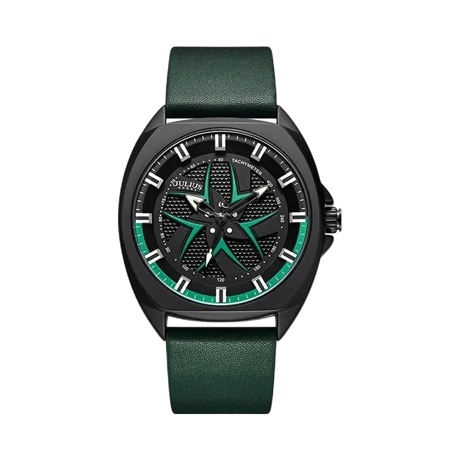 推荐商品：Julius/聚利时 时尚休闲韩版立体表盘矿物强化玻璃镜面运动型防水皮带款石英男士手表