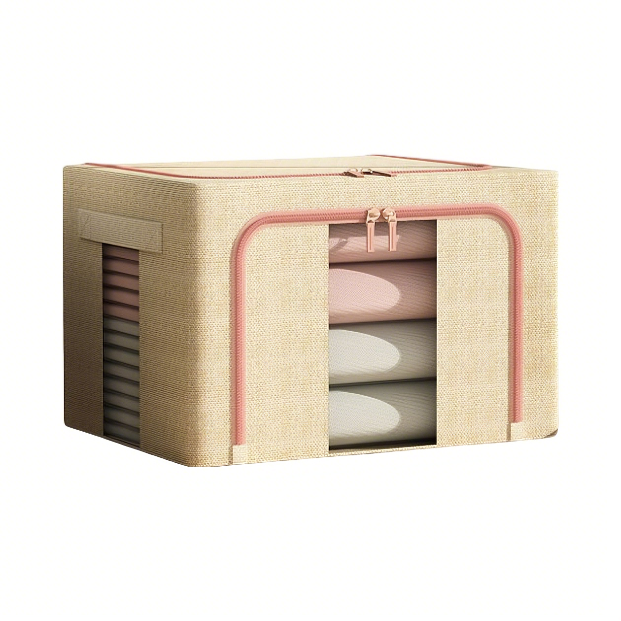 推荐商品：骏志 棉麻 翻盖式可折叠 大容量收纳箱