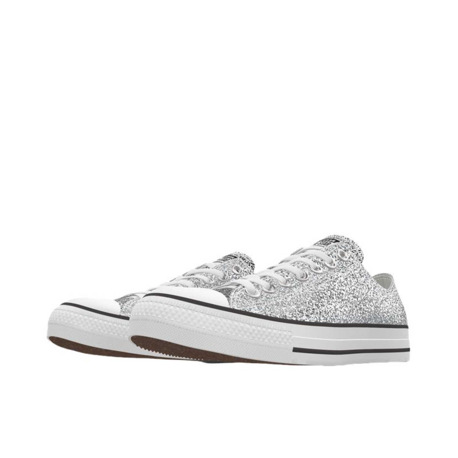 推荐商品：【定制鞋】 Converse/匡威 Chuck Taylor All Star 帆布鞋 增高圆头防滑耐磨舒适轻便 月光银色/黑色