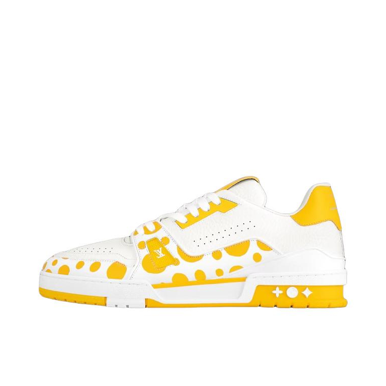 推荐商品：Louis Vuitton Trainer系列 时尚 牛皮 圆头 防滑 轻便 板鞋 草间弥生/Yayoi Kusama联名/白色/黄色