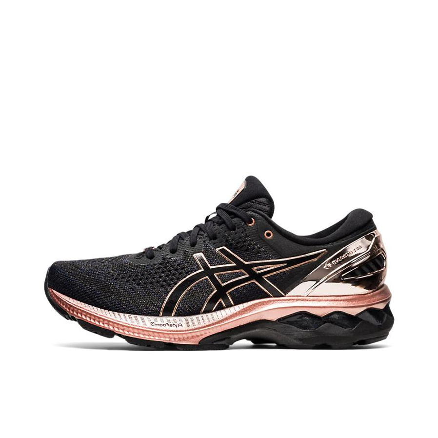 推荐商品：Asics/亚瑟士 Gel-Kayano 27 跑鞋 碳板稳定支撑防滑耐磨缓震回弹网面透气复古马拉松织物圆头 女款/黑色/玫瑰金