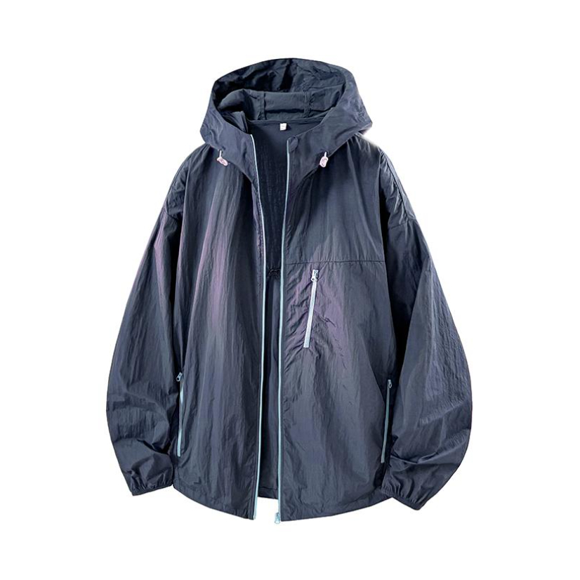 推荐商品：ALI THE FOX/阿狸 透气防紫外线轻薄凉感连帽防晒衣 ALIFSY9511 藏青