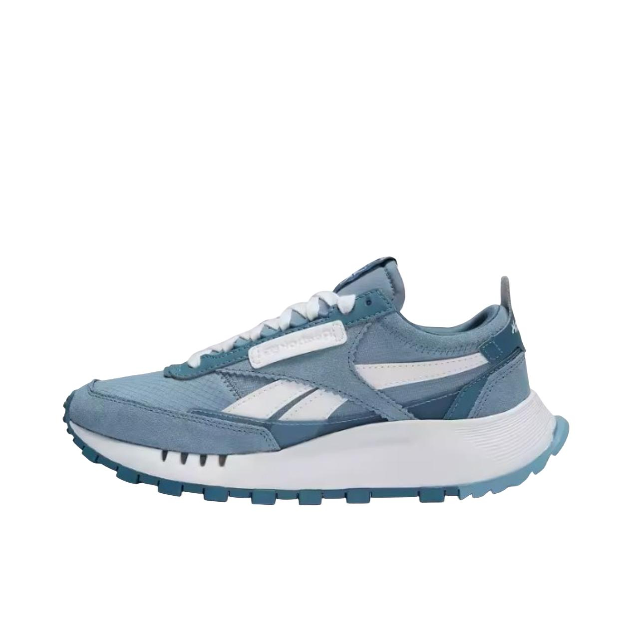 推荐商品：Reebok/锐步 Classic Leather Legacy 跑鞋 时尚复古合成革包裹性轻便减震增高  蓝色/白色