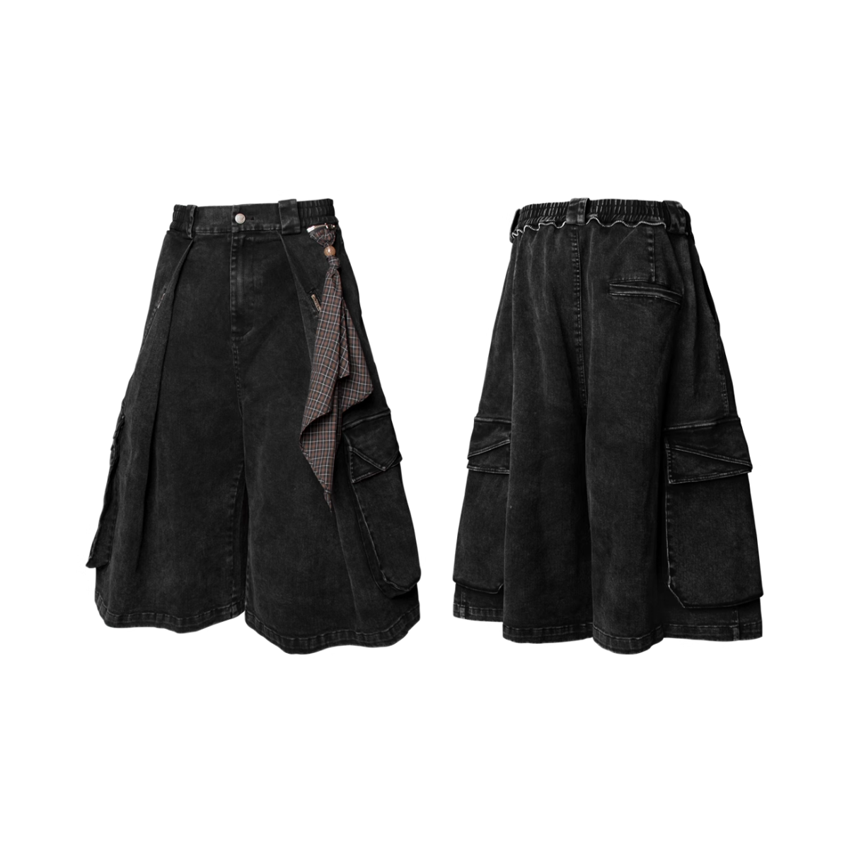 推荐商品：RELABEL 廓型八分牛仔可拆卸水洗休闲短裤 RE251206002409 黑