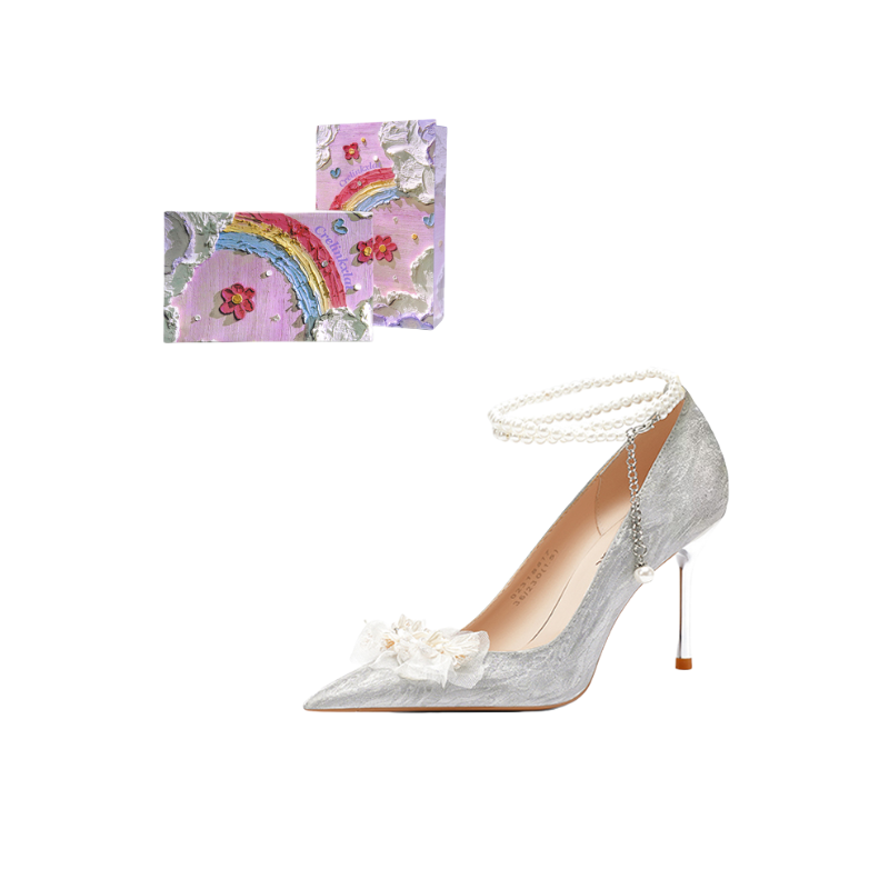 推荐商品：CRELINKXLAT 法式 仙女 PU 气质 高跟鞋 02318817 礼盒款/跟高6cm/银色