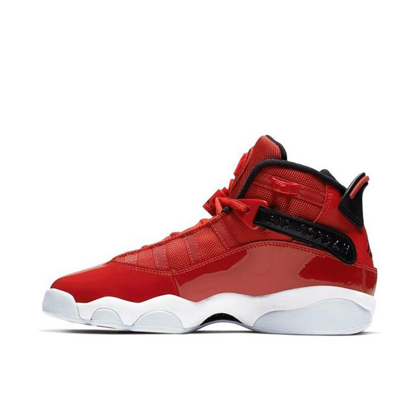 推荐商品：Air Jordan 6 Rings 六冠王 篮球鞋 zoom air缓震透气耐磨复古潮流百搭防滑包裹性 White/Black-Gym Red GS/红色漆皮
