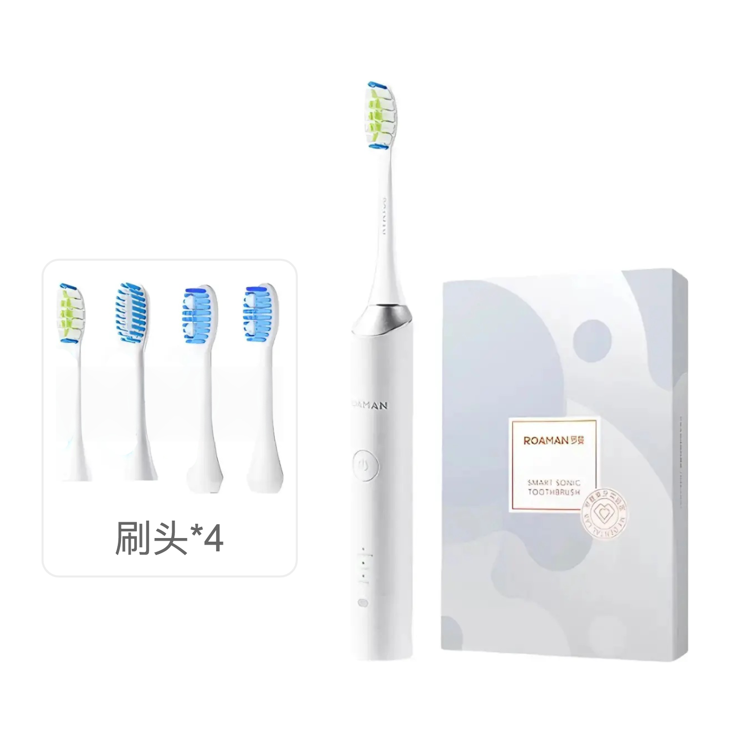 推荐商品：ROAMAN/罗曼 T3 成人款 电动牙刷 软毛 声波震动 充电式 防水 软硬毛 便捷 长续航