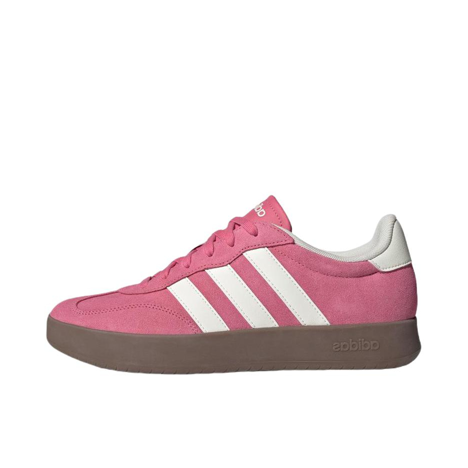 adidas Barreda T头鞋 德训鞋 运动休闲鞋 低帮牛剖层革薄底 粉色/汉玉白色