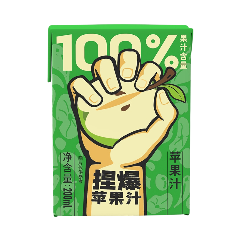 推荐商品：哪吒 100% 捏爆果汁 200ml 盒装 无添加 苹果汁