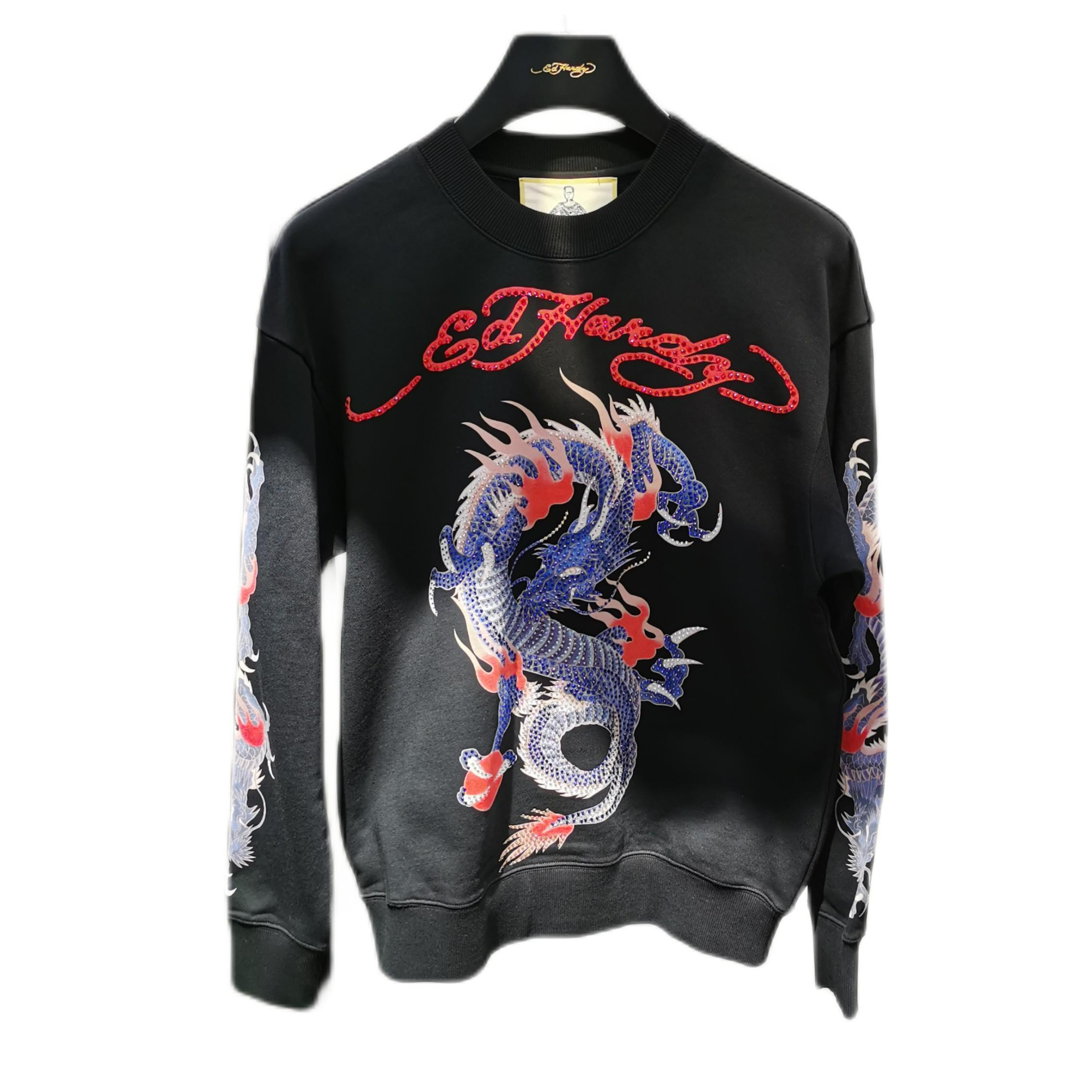 推荐商品：ED HARDY 印花烫钻圆领卫衣 E1OYM107 黑