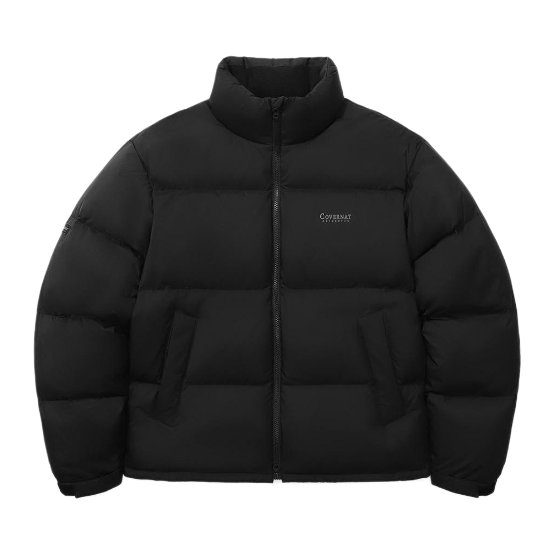 推荐商品：【崔秀彬同款】Covernat 徽标字母拉链立领短款羽绒服 CO2404DP01IV 黑