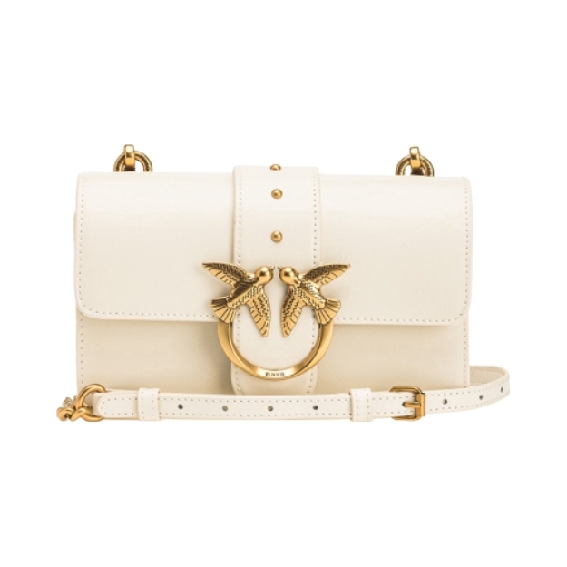 推荐商品：PINKO 飞鸟标志翻盖链式皮革小牛皮铆钉单肩燕子包斜挎包
