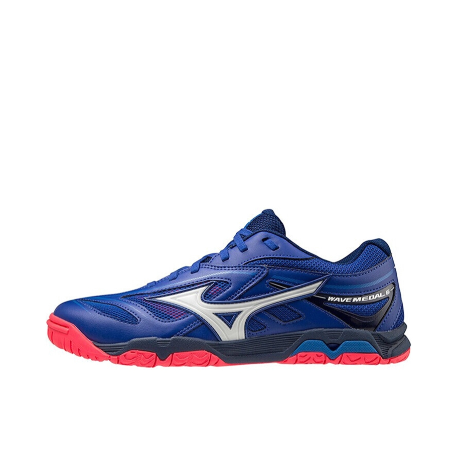 推荐商品：Mizuno/美津浓 Wave Medal 6 减震回弹 包裹 防滑耐磨 舒适透气 轻便缓震 乒乓球鞋 蓝色