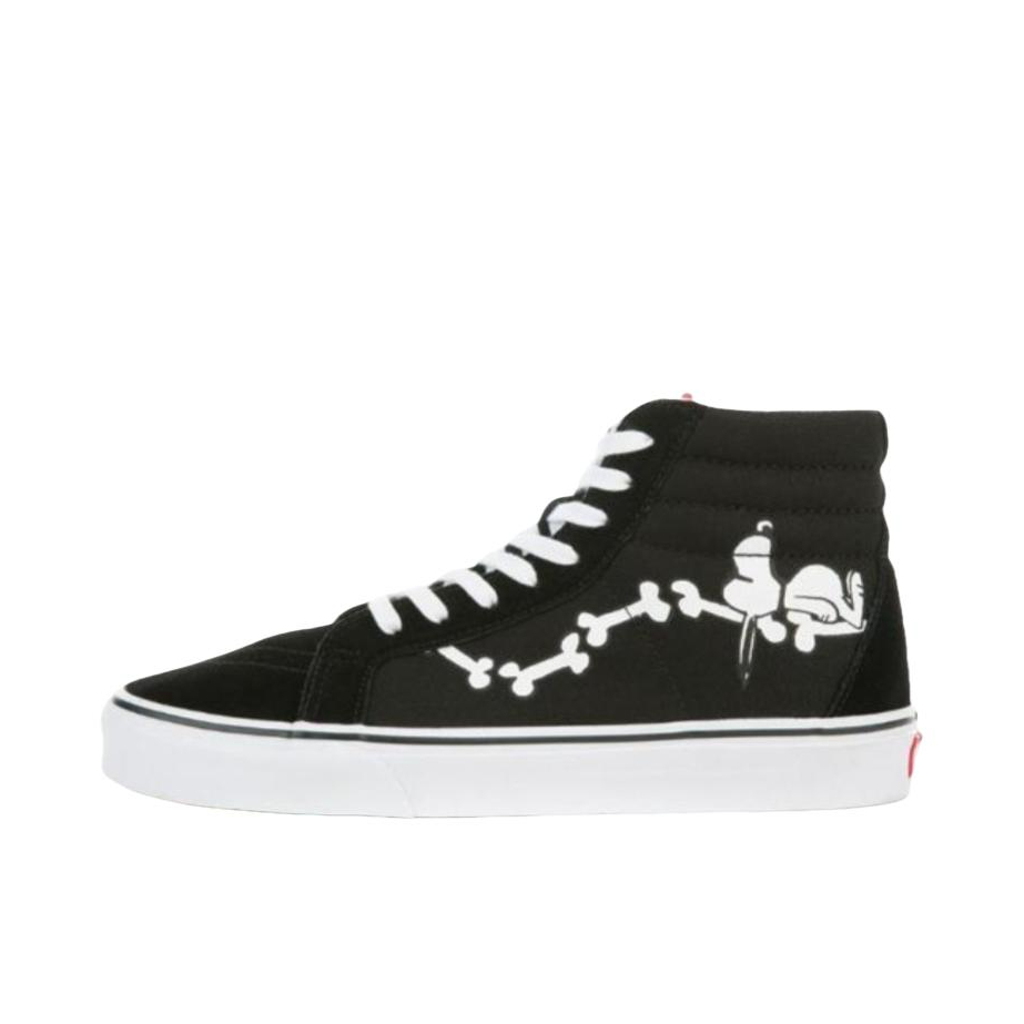 推荐商品：Vans/范斯 SK8-Hi 板鞋 潮流经典拼接复古街头厚底 Snoopy Bones Black White 史努比骨头