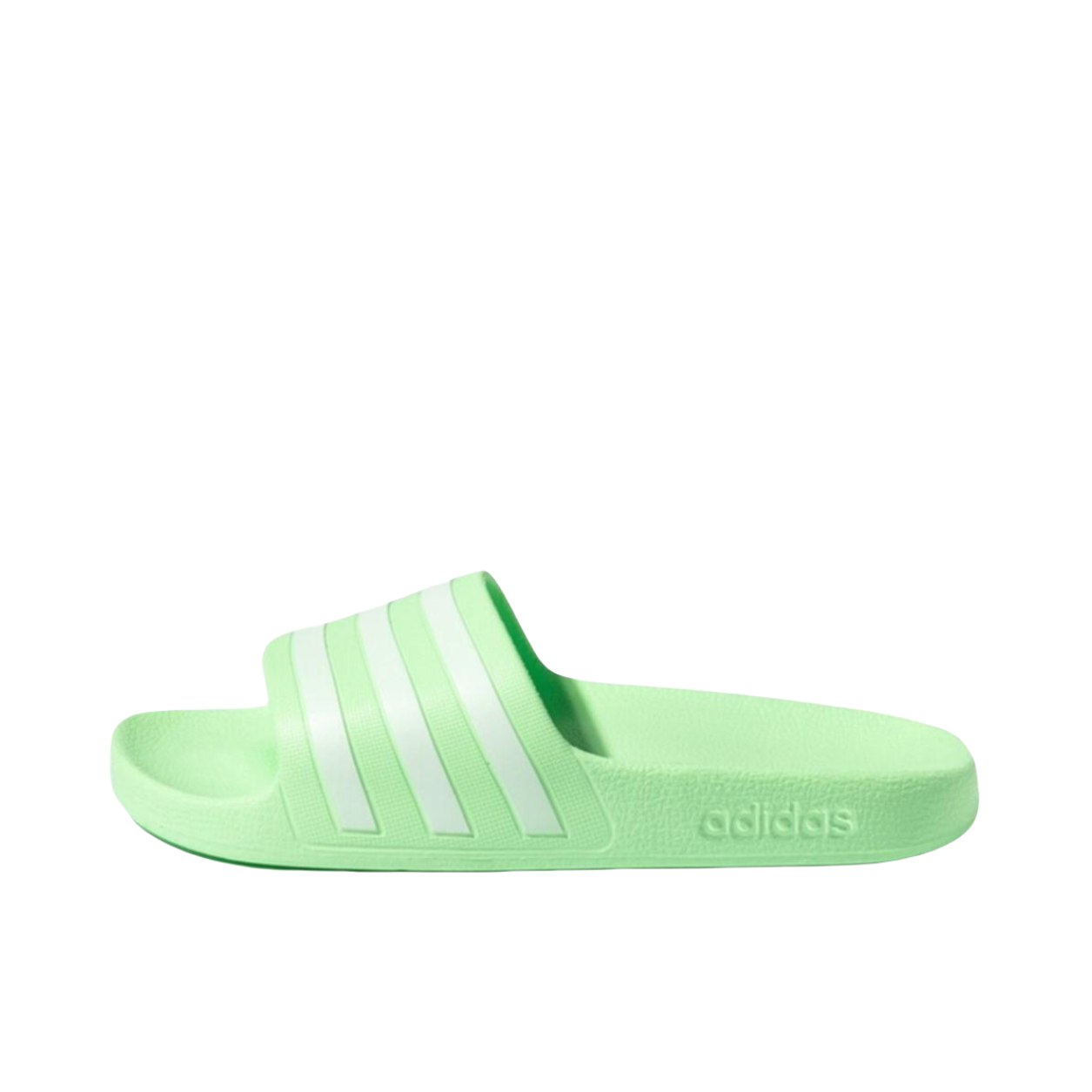推荐商品：adidas Adilette Aqua 简约休闲 舒适透气 防滑耐磨 三条纹 外穿 沙滩 一字 运动 拖鞋 亮光绿/白色
