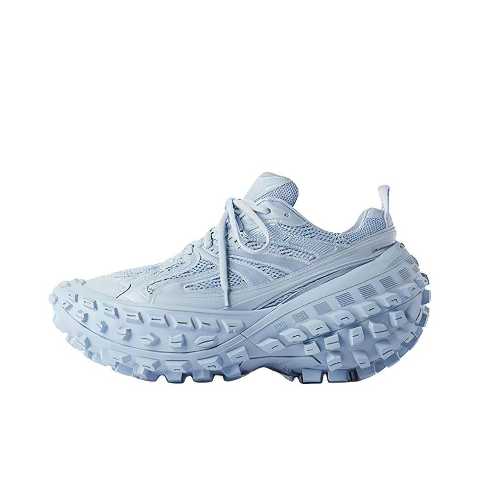 推荐商品：Balenciaga 巴黎世家 Defender 复古时尚 舒适透气 百搭厚底 网布 织物 圆头 做旧 轮胎鞋 老爹鞋 天蓝色