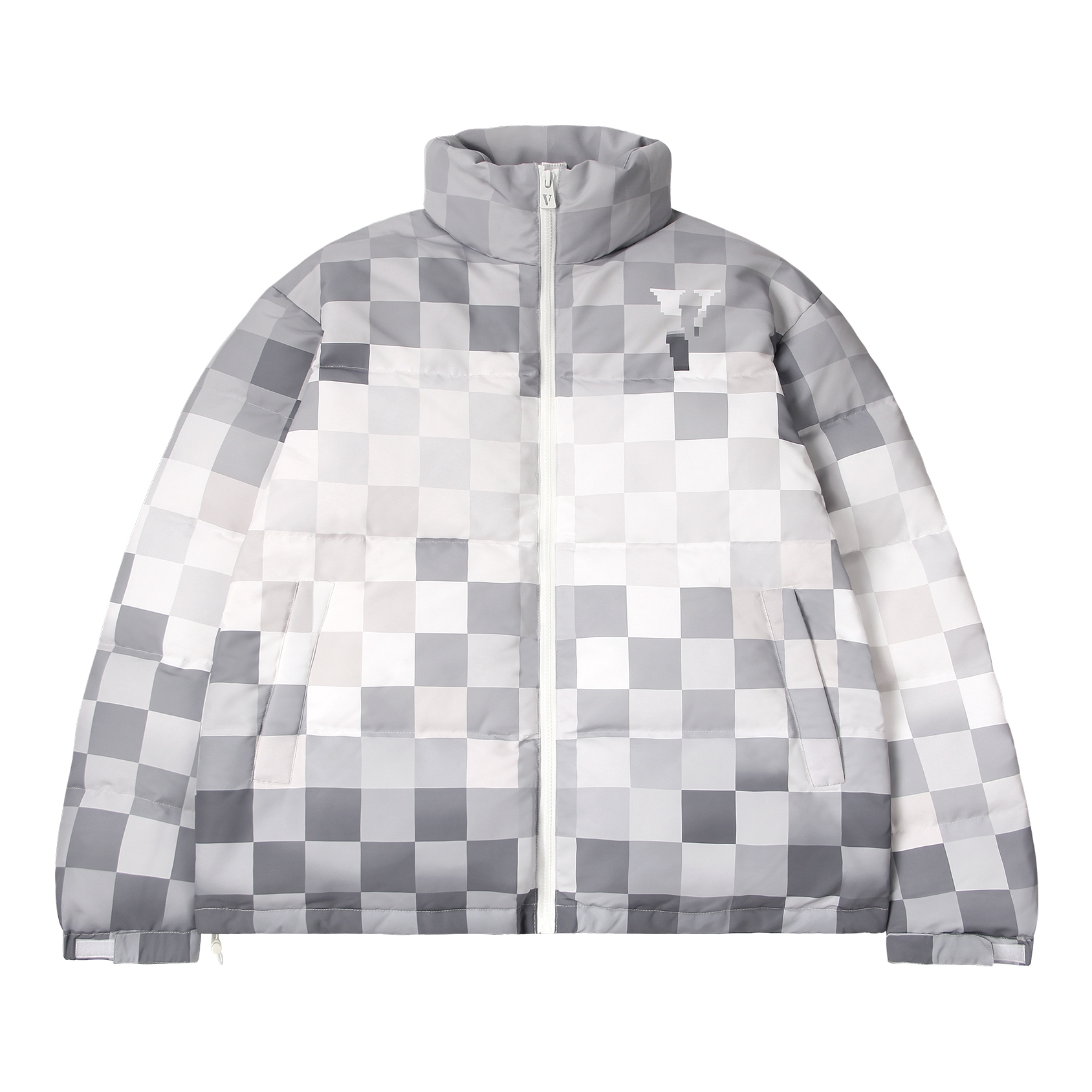 VLONE FW23 渐变Logo印花立领加厚羽绒服 男女同款 VLCT23005 白灰
