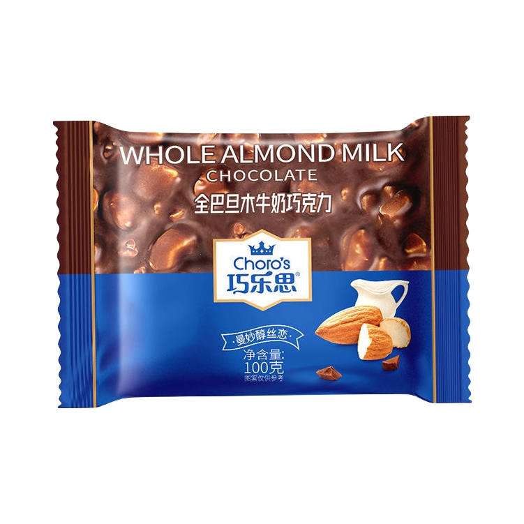 推荐商品：巧乐思 全巴旦木坚果夹心牛奶巧克力 100g 袋装