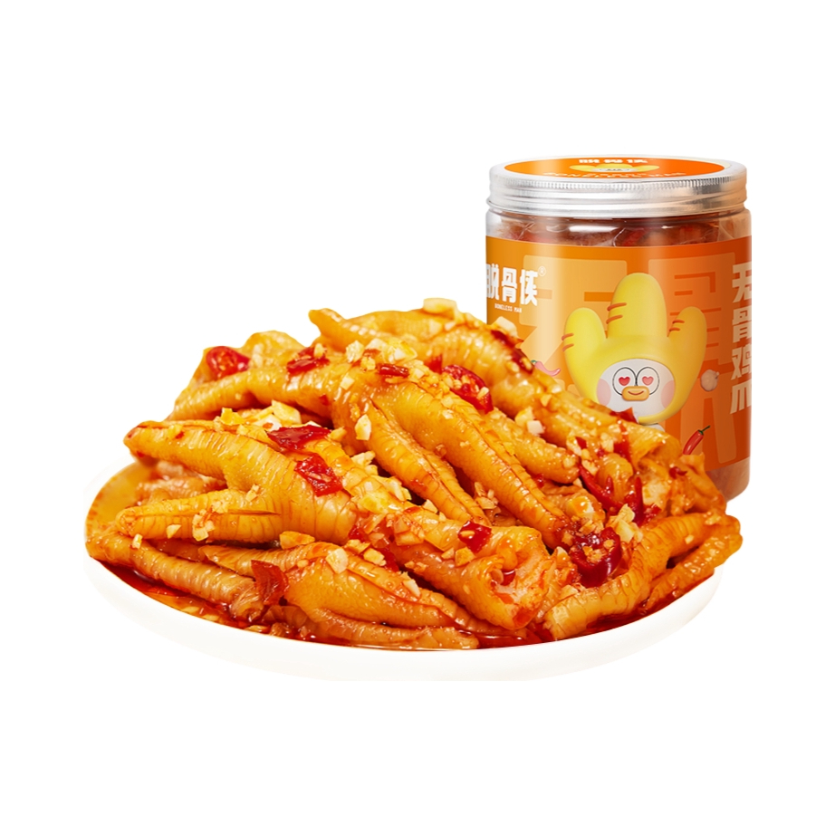 推荐商品：脱骨侠 无骨鸡爪 500g 罐装 休闲食品解馋零食小吃追剧去骨虎皮佤味微辣酸甜辣