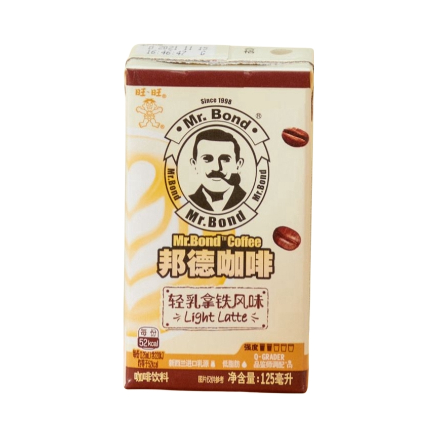 旺旺 邦德咖啡风味饮料 125ml 盒装 轻乳拿铁