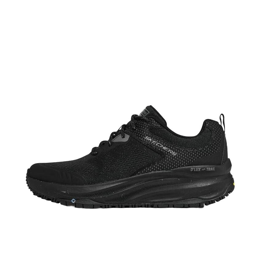 推荐商品：Skechers/斯凯奇 D'Lux Trail 防滑耐磨 舒适轻便 强缓震 绑带 网面透气 软底拼接 减震运动 网布 跑鞋 全黑色