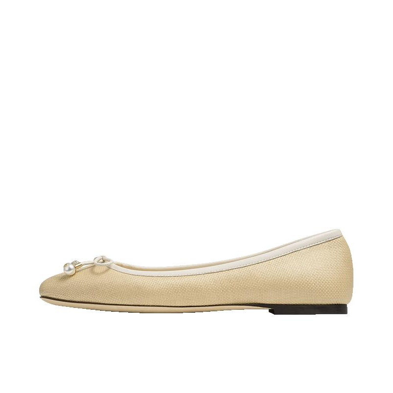 推荐商品：Jimmy Choo ELME FLAT 蝴蝶结饰 时尚 简约休闲 单鞋 J000161389 女款/自然色/拿铁色