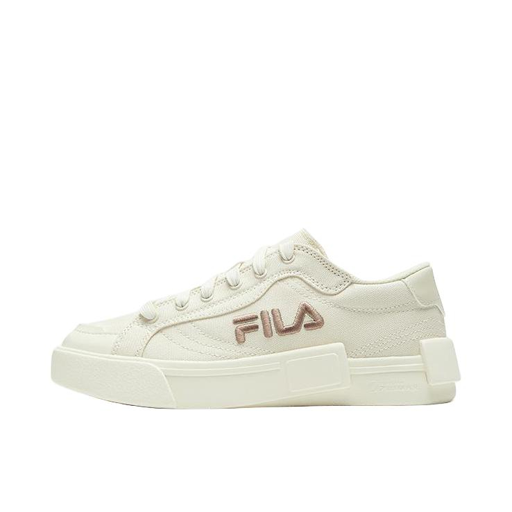 推荐商品：FILA/斐乐 POP 轻质透气 耐磨防滑 街拍潮流时尚 休闲百搭 帆布鞋 大童/泡沫白/奶白色 