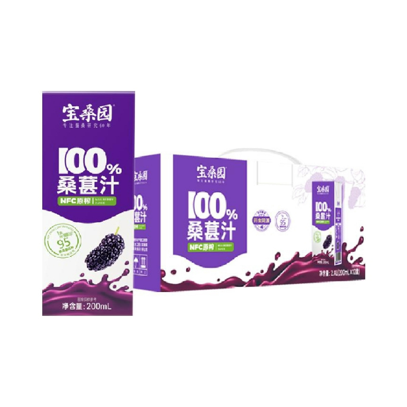 推荐商品：宝桑园 NFC100%桑葚汁 盒装