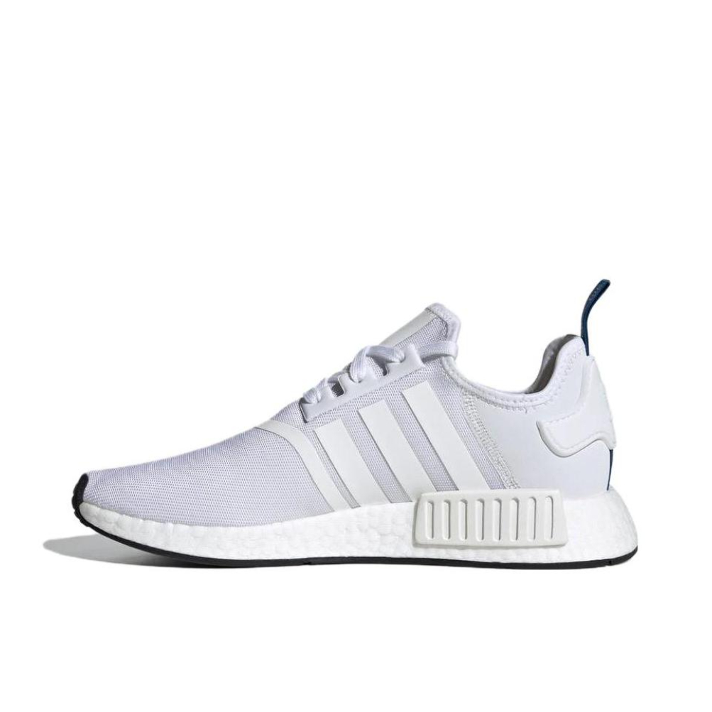 推荐商品：adidas Originals NMD R1 BOOST 织物 轻便透气 缓震 低帮 运动休闲鞋 Black Blue 白红/日文