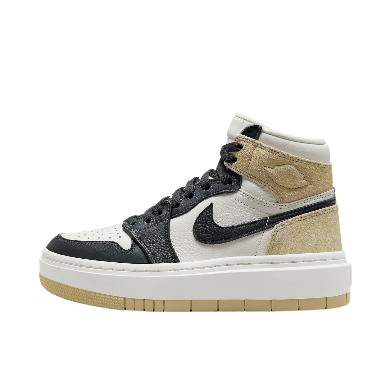 推荐商品：Jordan Air Jordan 1 elevate 板鞋 圆头厚底减震防滑复古增高 高帮/白色/黑色/土黄色